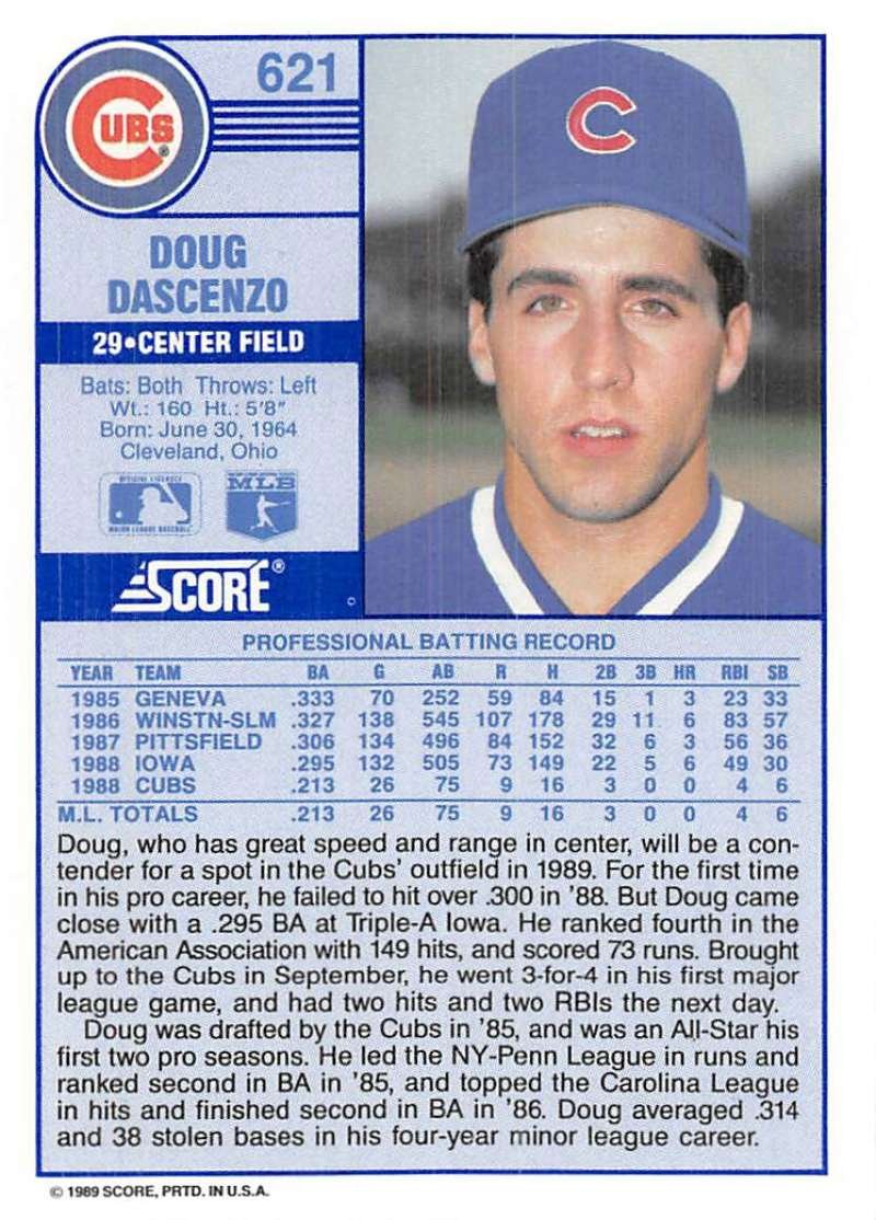 Amazon.com: 1989 Score Baseball #621 Doug Dascenzo RC Rookie