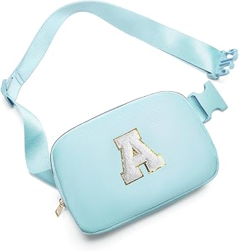 Gitus Birthday Gifts for 8 9 10 11 12 13 Year Old Girls Personalized Fanny Pack Crossbody Bags with Initial Letter Patch Belt Bag for Teen Girls Cute Trendy Stuff Travel Essentials Icingblue-A