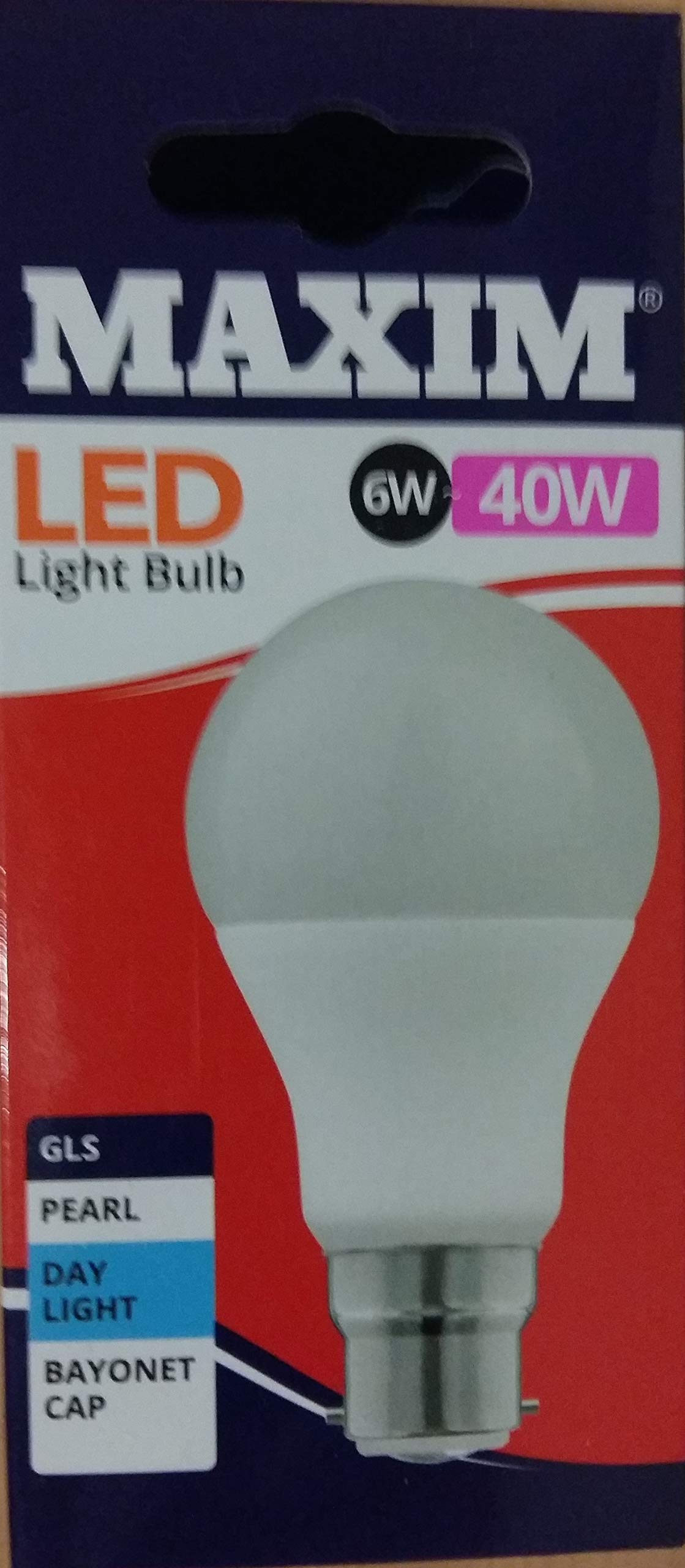 Maxim White 1 X Led Gls Bayonet Cap (Bc) Bulbs, B22, 6 W, Daylight