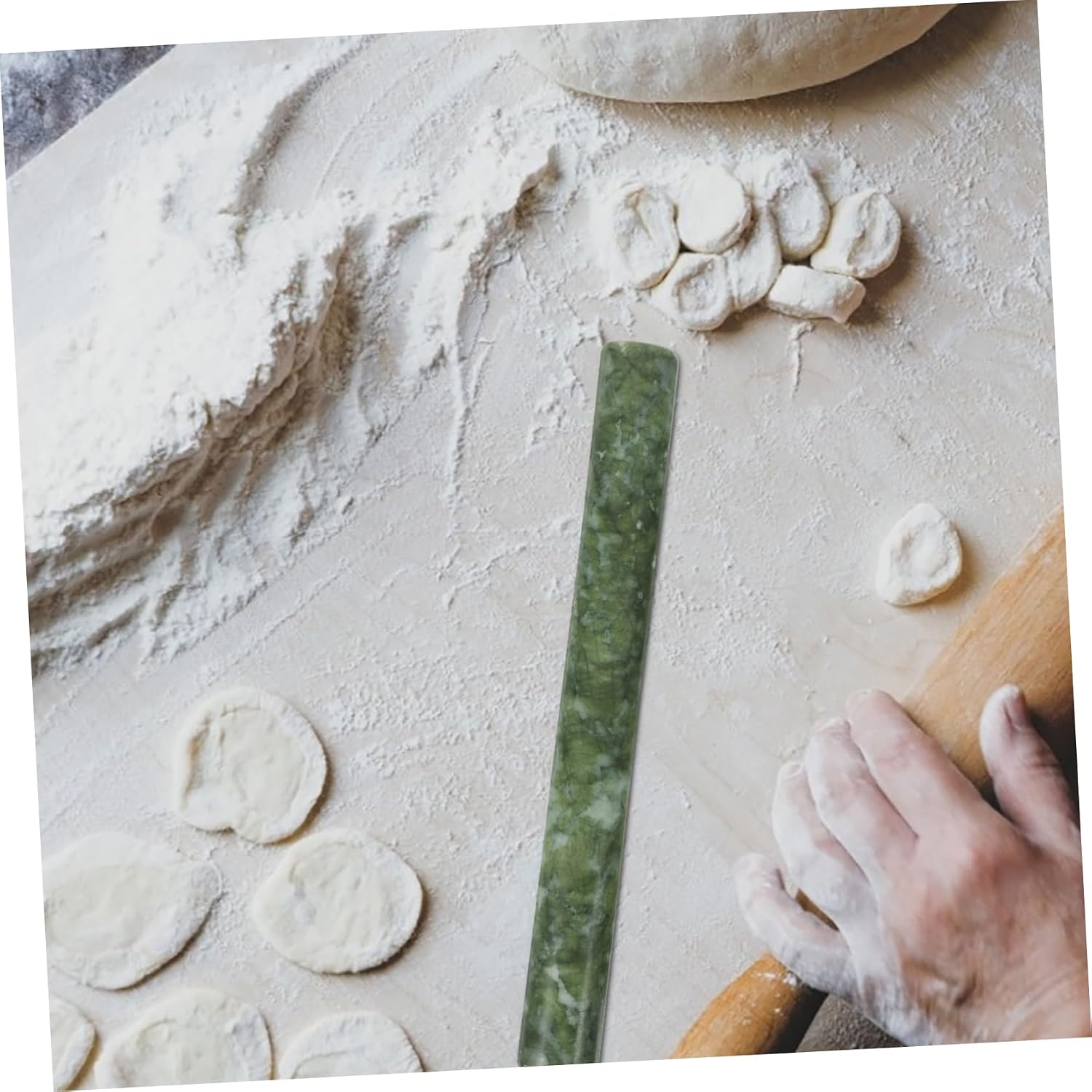 Cabilock 2pcs Marble Rolling Pin Jade Rolling Pin for Dough Kitchen Roller French