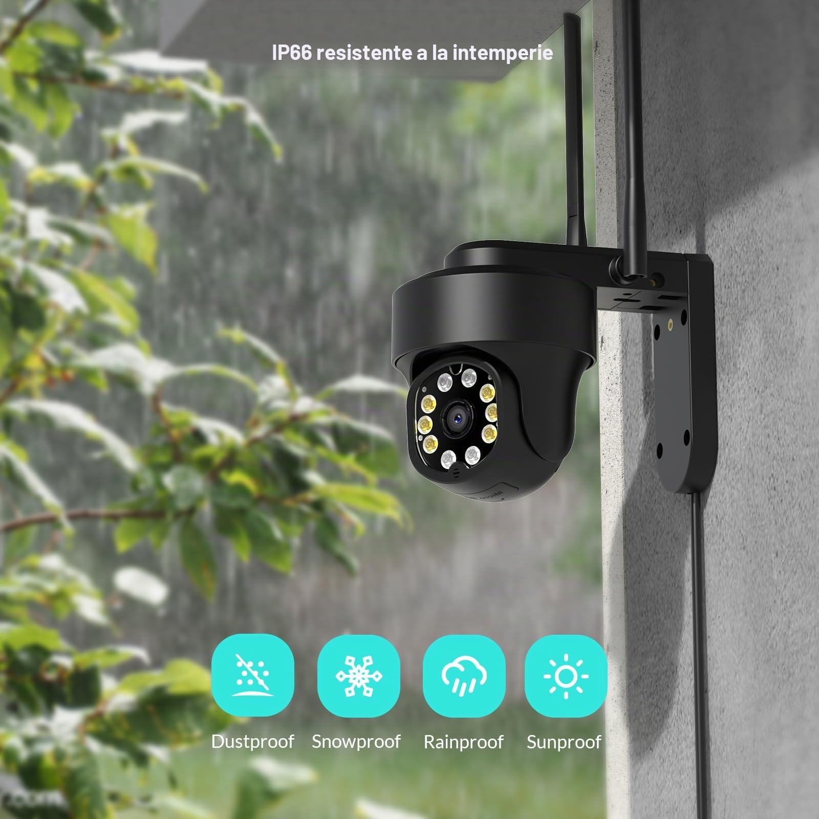 NETVUE Camara Vigilancia WiFi Exterior, Camaras Vigilancia Domicilio WiFi FHD Vista a 360° y Audio Bidireccional, Camara Vigilancia WiFi Interior y Detección de Movimiento