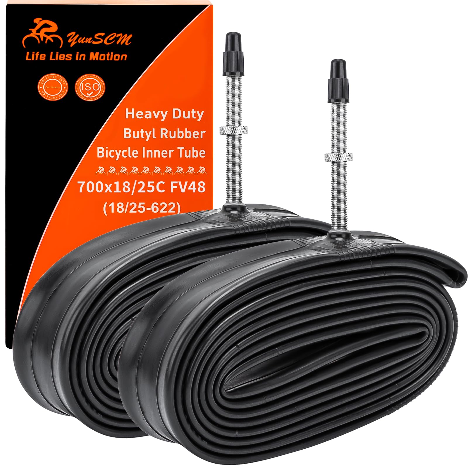 700C Heavy Duty Bike Tubes 700x18C/23C/25C FV48 Presta Valve (18/25-622) 700C Bicycle Inner Tubes Compatible with 700x18C 700x20C 700x21C 700x22C