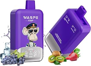WASPE 40000 Disposable Electronic Cigarette, 40,000 Puffs, Dual Mesh Coil, Type-C Charging, Smart LED, 16 Flavors, Popular, Tobacco Flavor, No Nicotine, Tar Free, Vape (Grape Ice & Strawberry Kiwi)