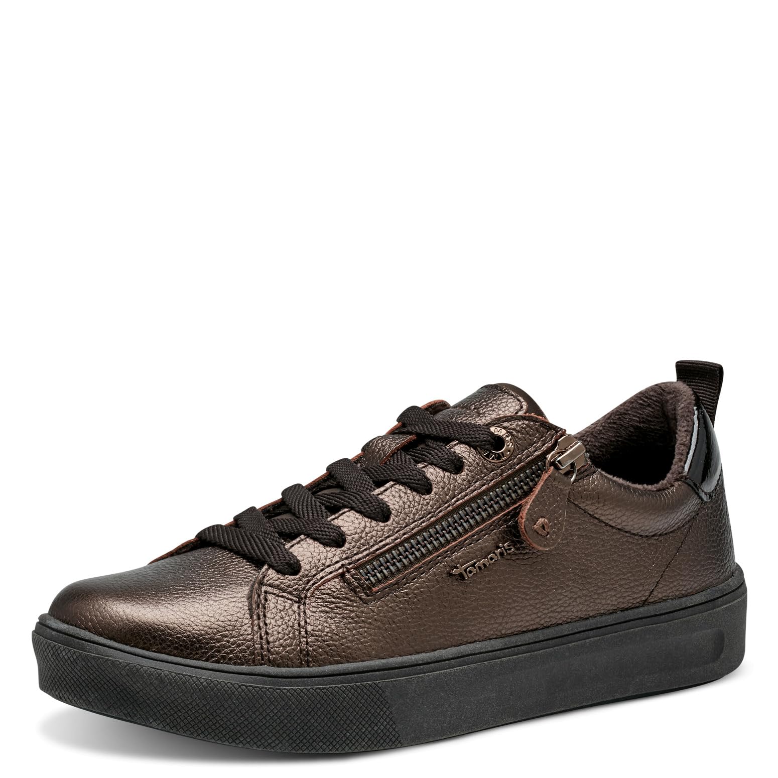 Tamaris Comfort Women’s Flat Sneakers with Zip Casual, Bronze, 7,5 UK