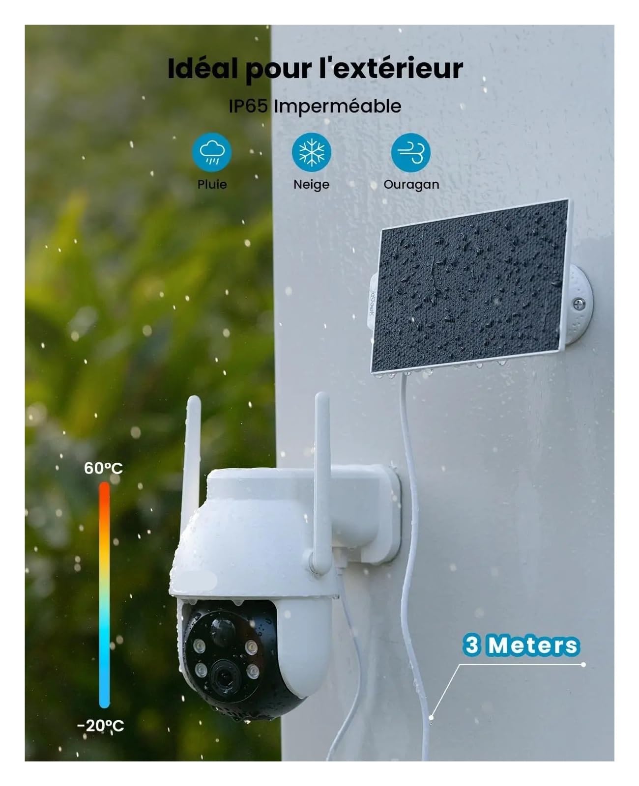 Caméra PTZ Solaire Batterie 360° Extérieure Vidéosurveillance CCTV