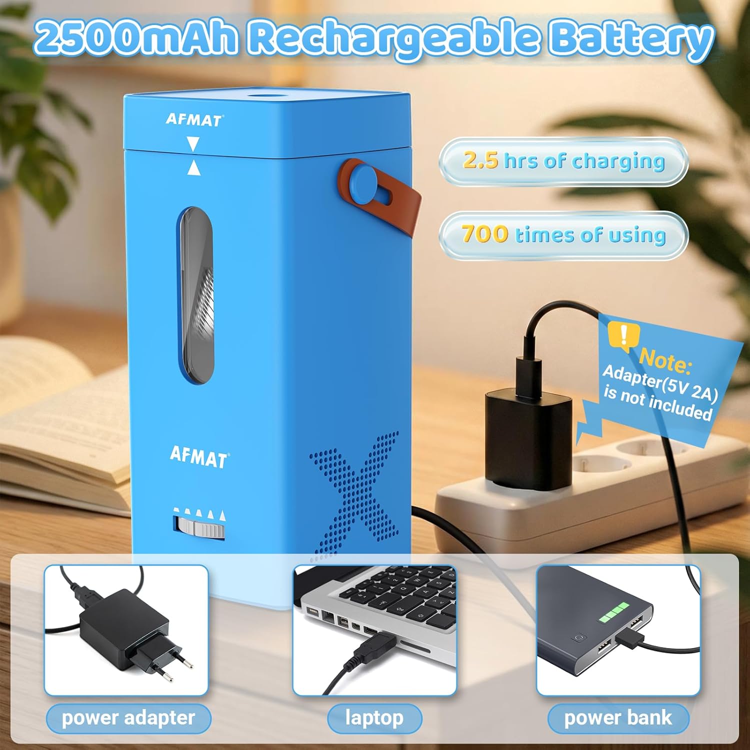 AFMAT Electric Pencil Sharpener, Fully Automatic Pencil Sharpener, Auto in & Out, Rechargeable Hands-Free Sharpeners for Jumbo & Colored Pencils (6.5-12mm), Portable for Home/Classroom/Office PSC6