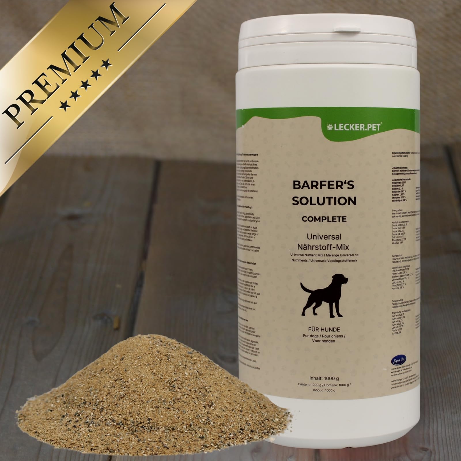 Lecker.Pet® 3 x 1 kg Barfer's Solution Complete Universal Nutritional Mix en Poudre pour Chiens | Complément Alimentaire pour Chiens | Alimentation Barf équilibrée | Levure de bière & Talc d'algues