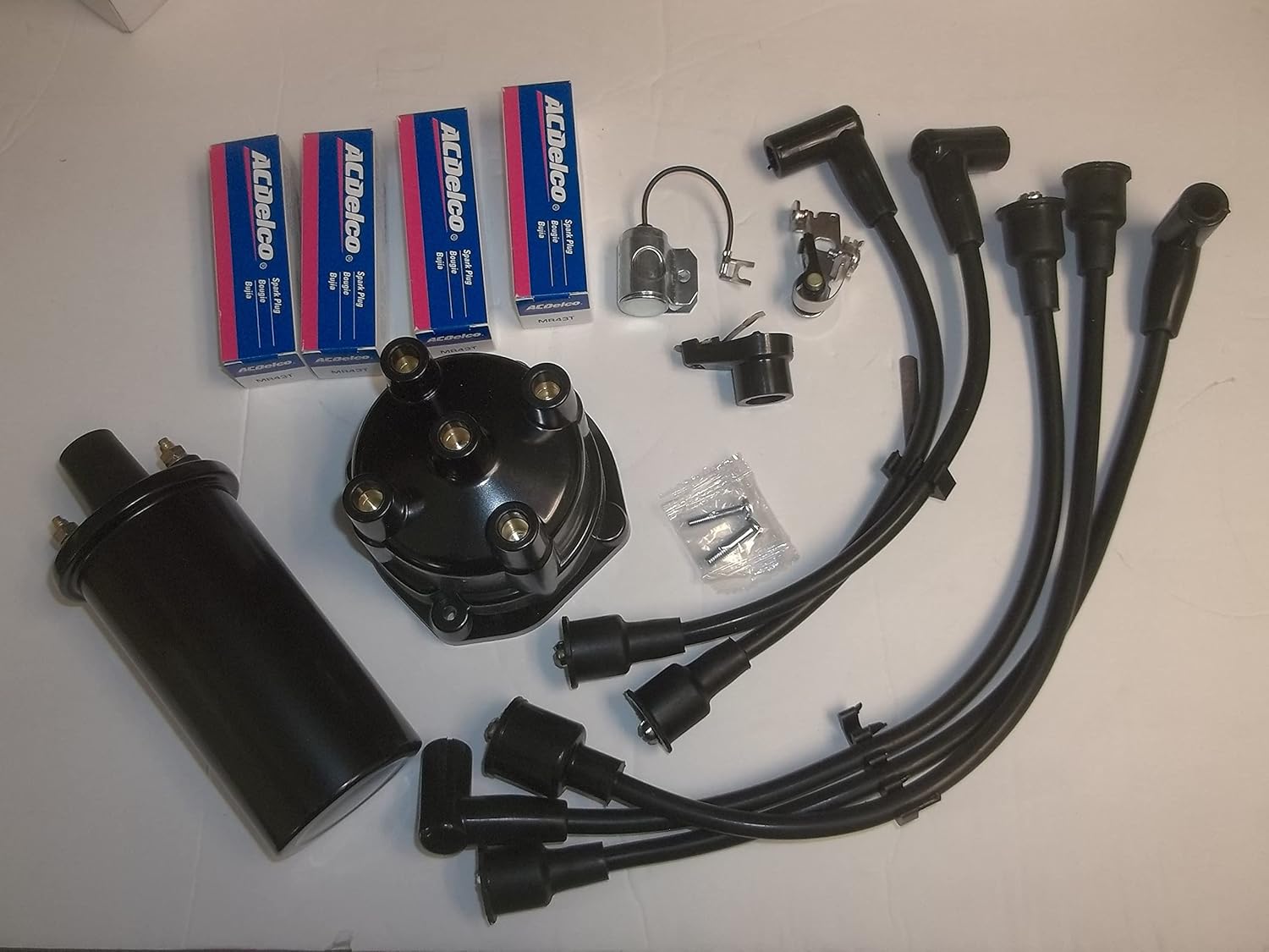 FASWORX Tune UP KIT with Distributor Cap, Spark Plugs, Wires, Points, Coil, CONSENSER for MERCRUISER 2.5L with Point Ignition.