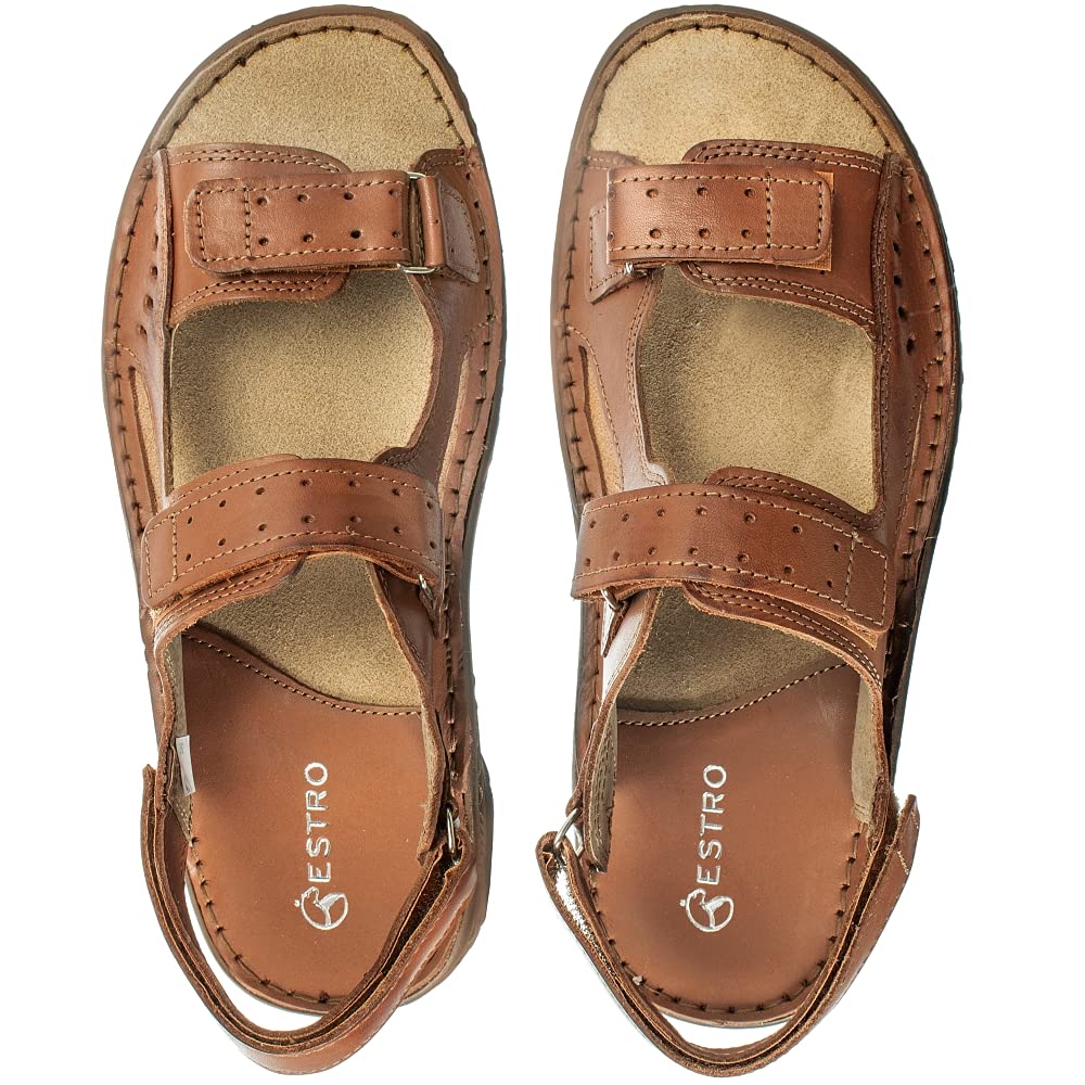 ESTRO Sandalias Hombre Verano Cuero - Sandalias Hombre Cuero Chanclas Piel con Suela Goma Antideslizante s2