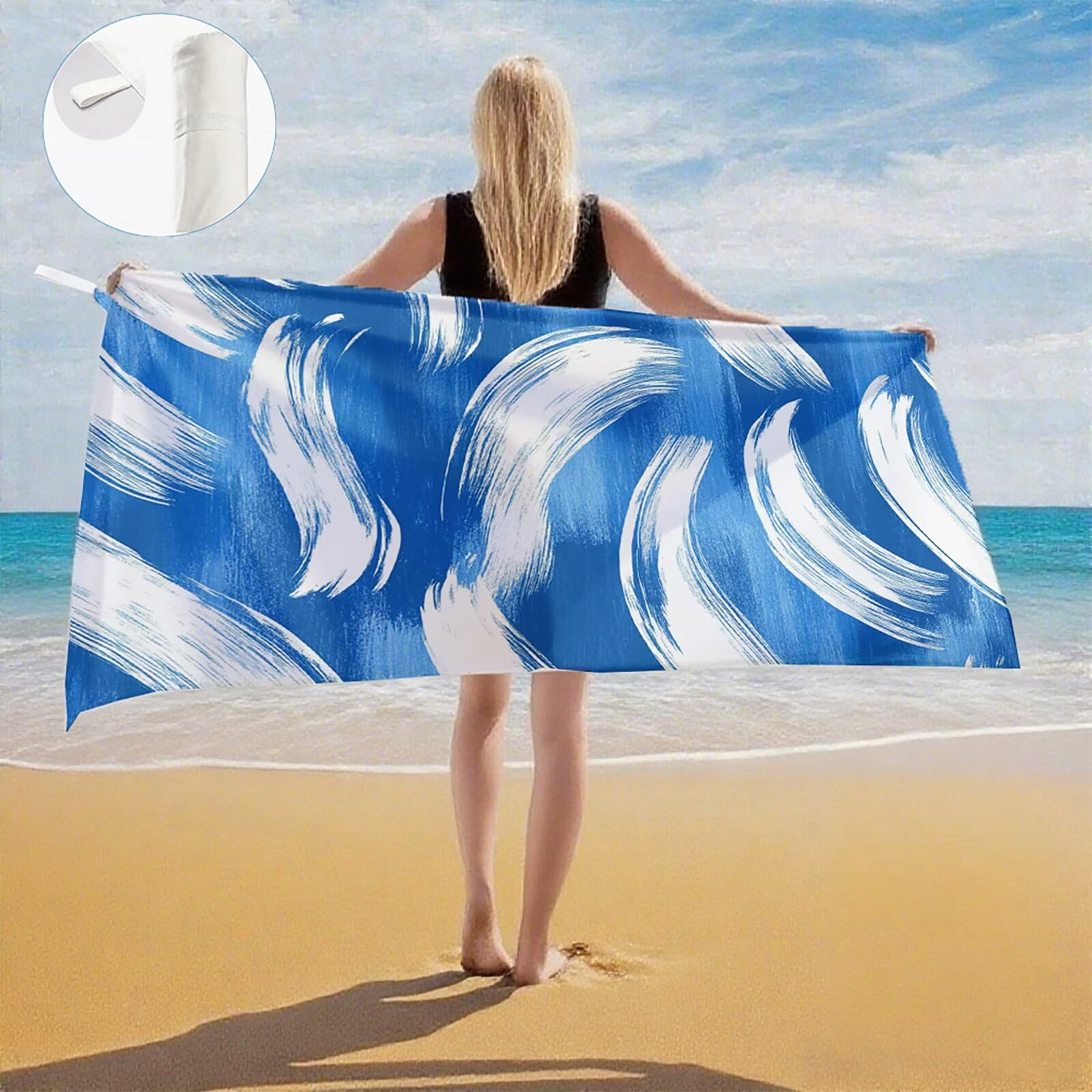 Serviette de Plage XXL 100x200 cm,Moderne Serviette Plage Microfibre avec Séchage Rapide, Anti-Sable, Absorbante Fonction Design pour Vacances Piscine Pique-Nique Voyages Yoga, Cadeau Femme Q-414