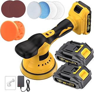 Electric Car Polisher for Auto Detailing, 21V, with Sanding Discs, Dust Suction, Stepless Speed Regulation