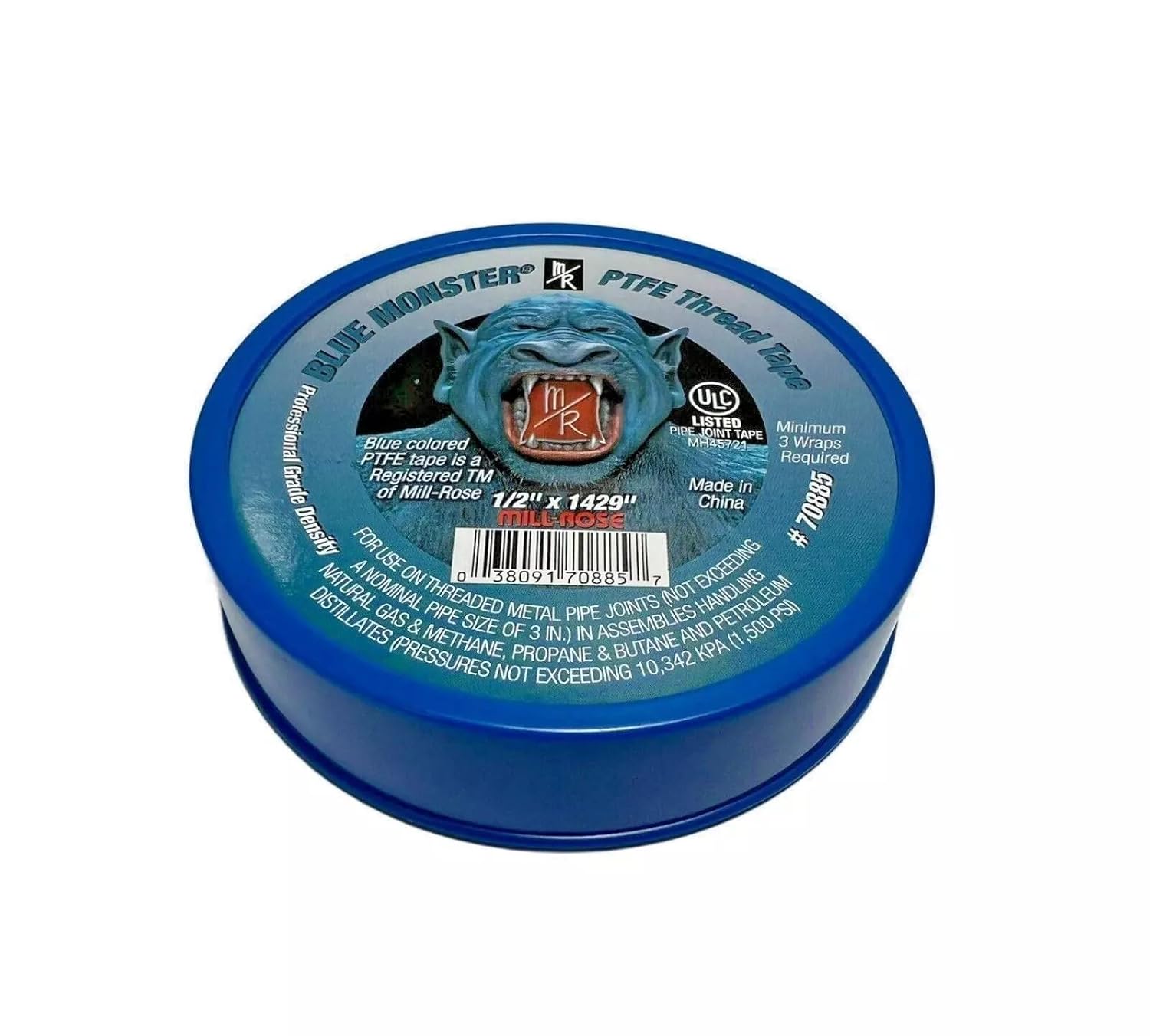Milrose 70885 Blue Monster 1/2 Inch x 1429 Inch Blue Teflon Tape (3 Pack)