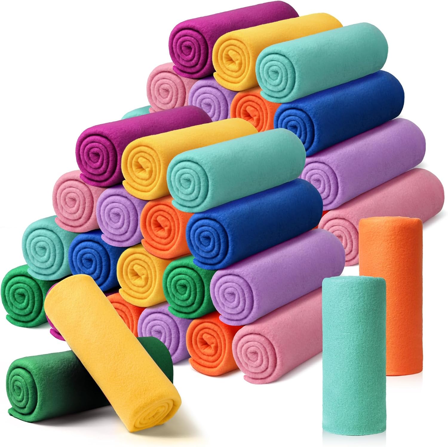 Kinlop 40 Packs Fleece Blanket Bulk 60 x 50 Inch Soft Lightweight Fleece Cozy Blanket Warm Throw Plush Pet Throw for Bed Couch Sofa Home Office Wedding Gifts Travel Camping (Stylish Color)