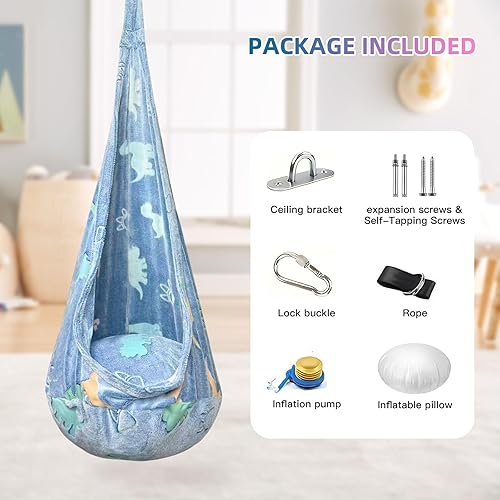 Miniatura 58 de Columpio sensorial para niños, terapia de alegría sensorial duradera, terapia colgante para interiores y exteriores, hamaca para niños, adolescentes