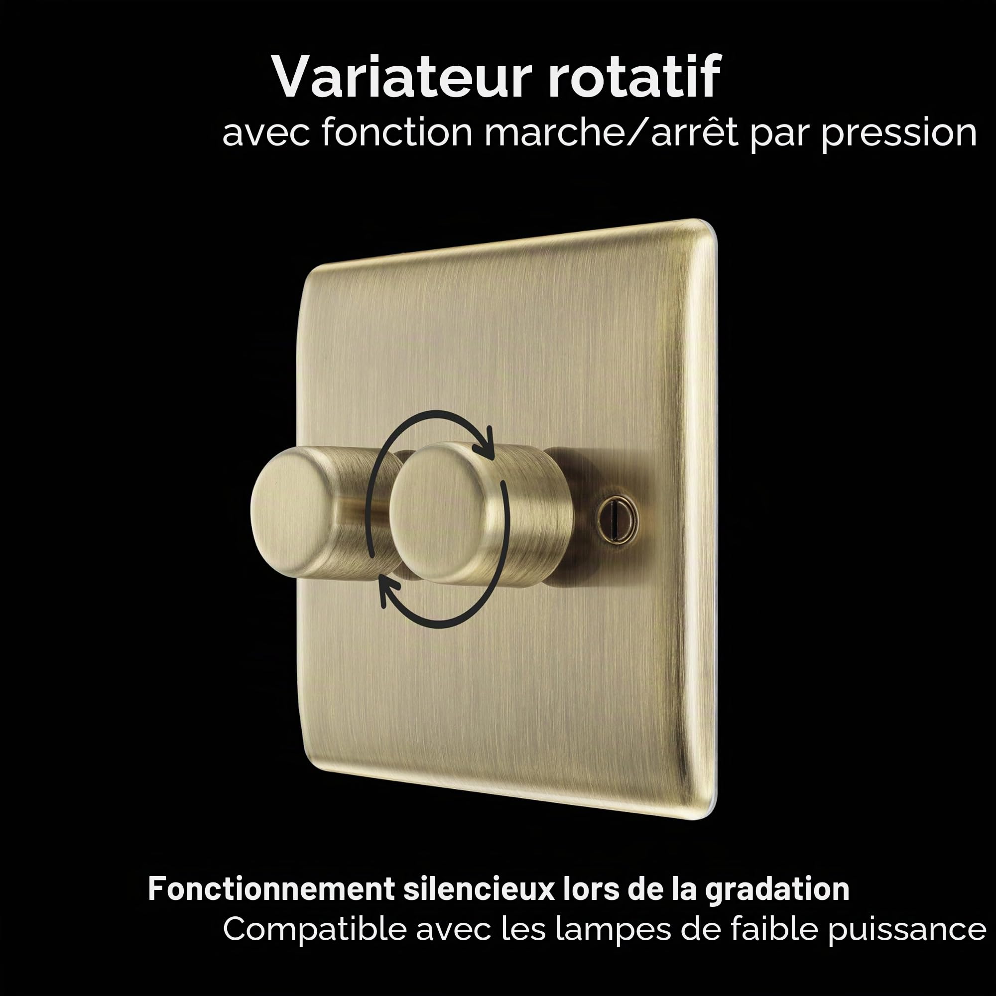 BG Variateur d'intensité électrique 2 voies Push On/Off Bord de fuite 200 W