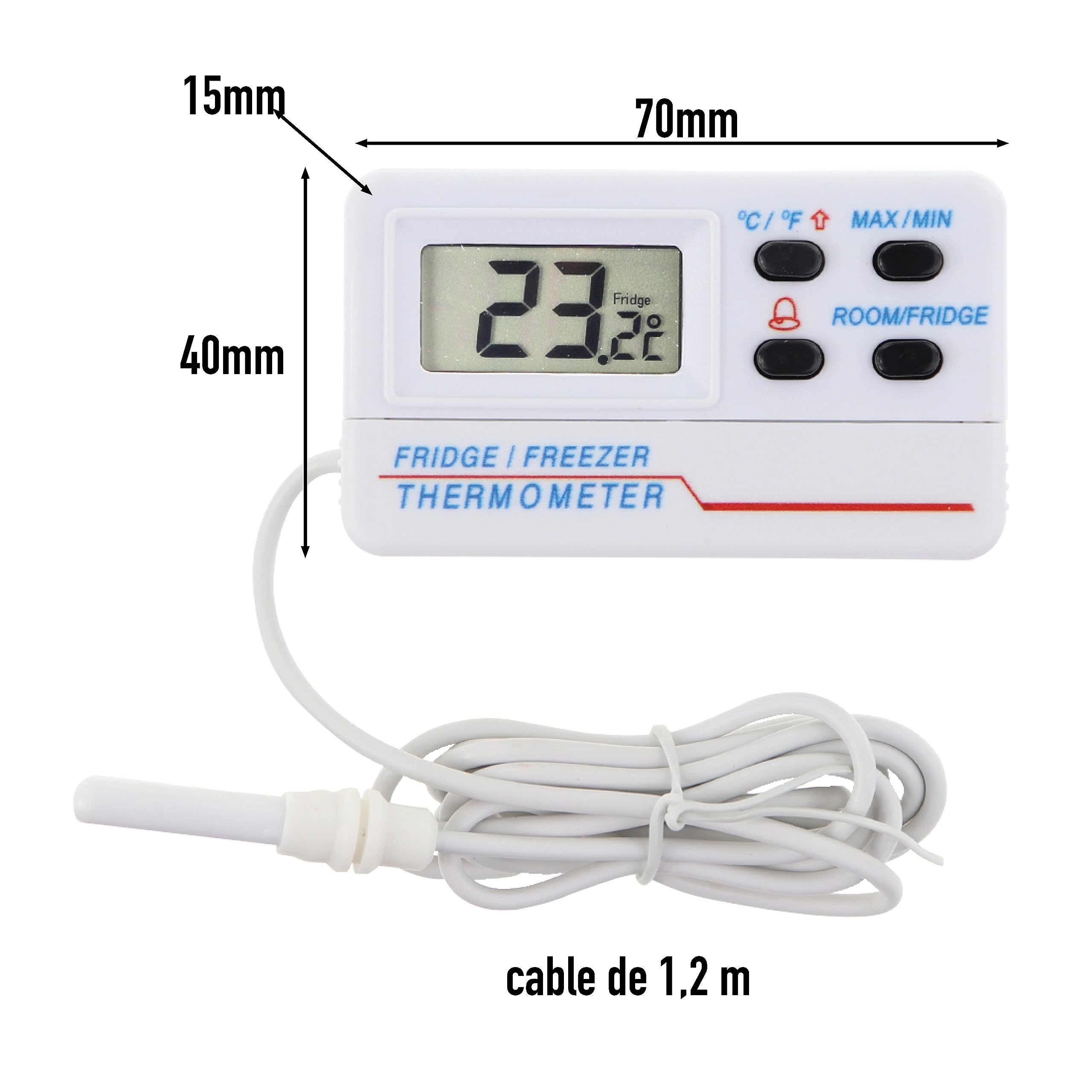 Termómetro digital calibrado para nevera y congelador con certificado de calibración trazable de 2 puntos