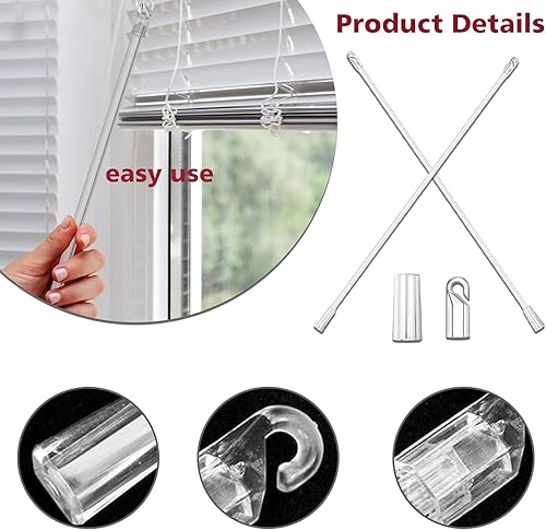 Miniatura 5 de Varita ciega vertical de 17 pulgadas de largo barra de inclinación para ventana repuesto de varilla de inclinación ciega con gancho y agarre varilla