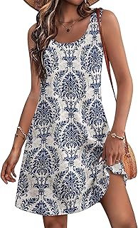 Women's Summer Dress 2025 Sleeveless Floral Boho Sundress Swimsuit Coverup Casual Loose Beach Vacation Tank Dresses