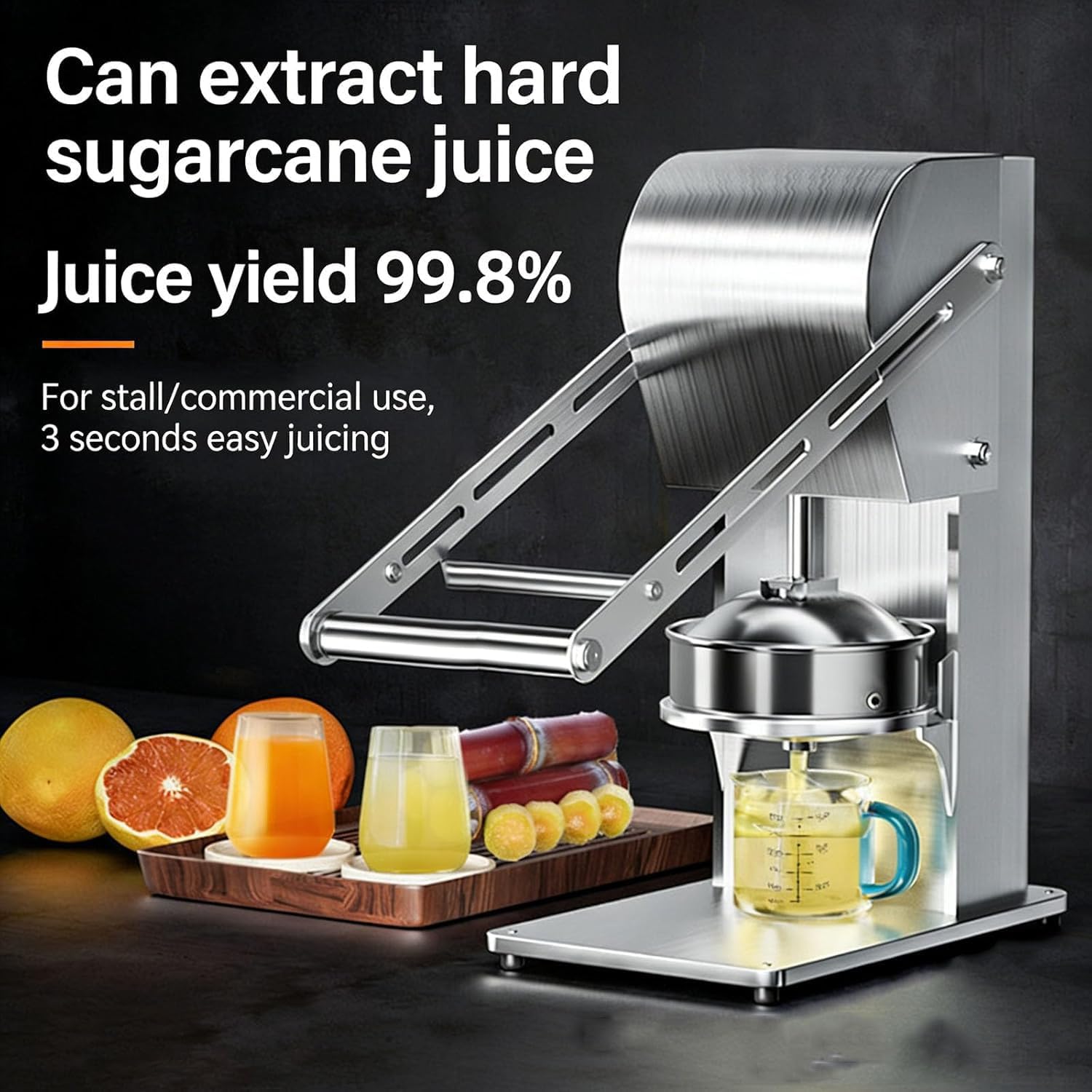 Spremiagrumi manuale, in acciaio inox, con imbuto staccabile e base antiscivolo, per succhi di frutta freschi per uso domestico e commerciale