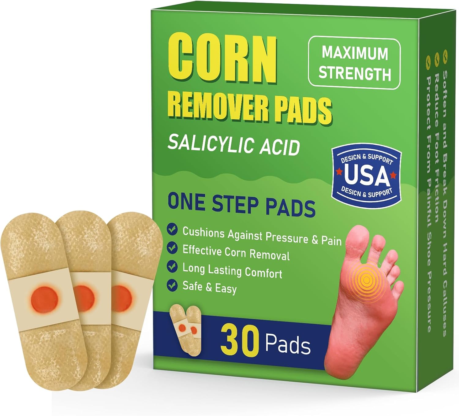WABRINY Maximum Strength Corn Removers Pads for Feet and Toes, Fast Effective Foot Corn -YD