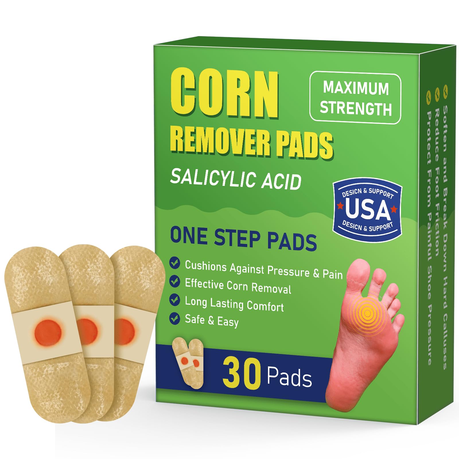 WABRINY Maximum Strength Corn Removers Pads for Feet and Toes, Fast Effective Foot Corn -YD
