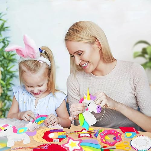 Miniatura 2 de dooipoo Kit de diseño de moda para hacer un amigo de unicornio, kit de costura de fieltro para niños, aprende a hacer 1 relleno fácil de coser con