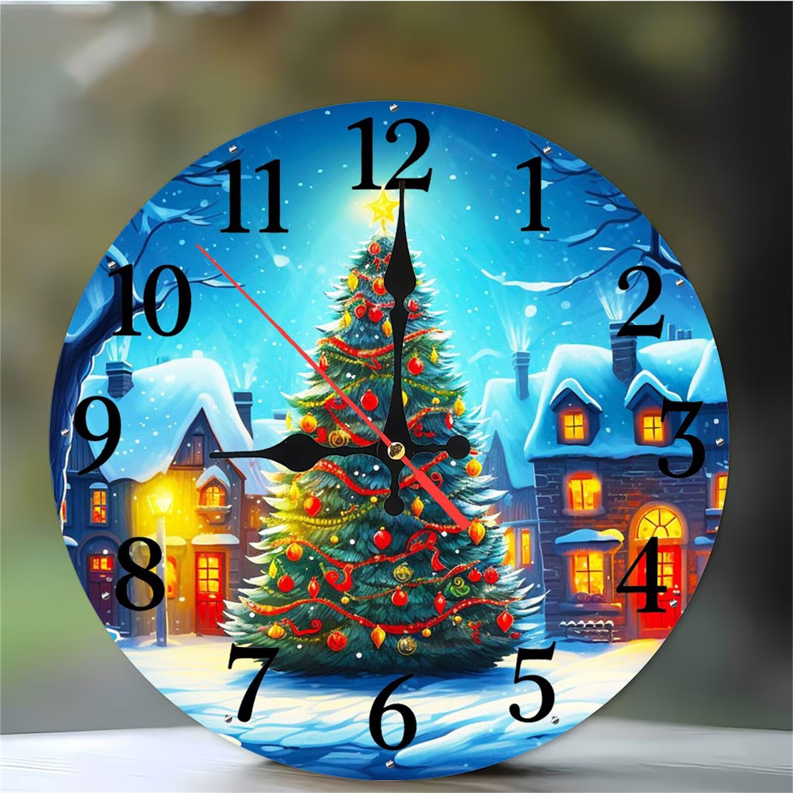 Horloge murale arbre du village résolvant le bruit du tic-tac dans la chambre