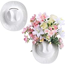 Ceramic Cowgirl Hat Vase Planter Pot Cowboy Decoration, White