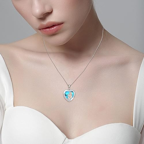 Miniatura 4 de Collar de memoria de plata de ley 925, collar con piedra natal de corazón con texto en inglés "I Love You Forever", regalos para aniversario