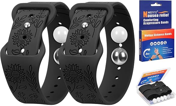 Acupressure Nausea Bands for Morning Sickness Relief,Adjustable Motion Sickness Bands, Sea Sickness Wristbands for Cruise Travel Essentials-Black
