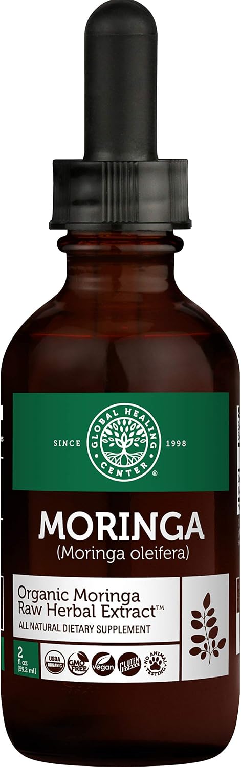 Global Healing Aloe Vera & Moringa Kit - Natural Aloe Vera Leaf Supplement Supports Digestion and Cold-Pressed Oil for Absorption of Vitamins, Antioxidants and Amino Acids - 60 Capsules & 2 Fl Oz