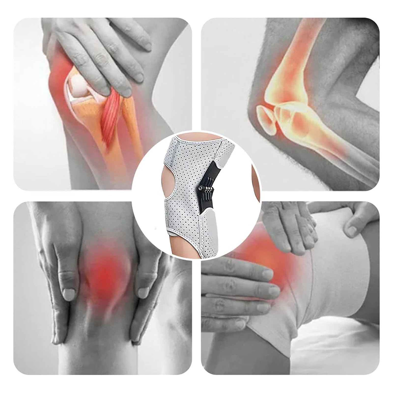 Dispositivo de asistencia de rodilla, refuerzo de protección de rodilla, inmovilizador de rodilla, soporte de articulación de refuerzo de rodilla estabilizador de resorte (2Pcs,Gray)