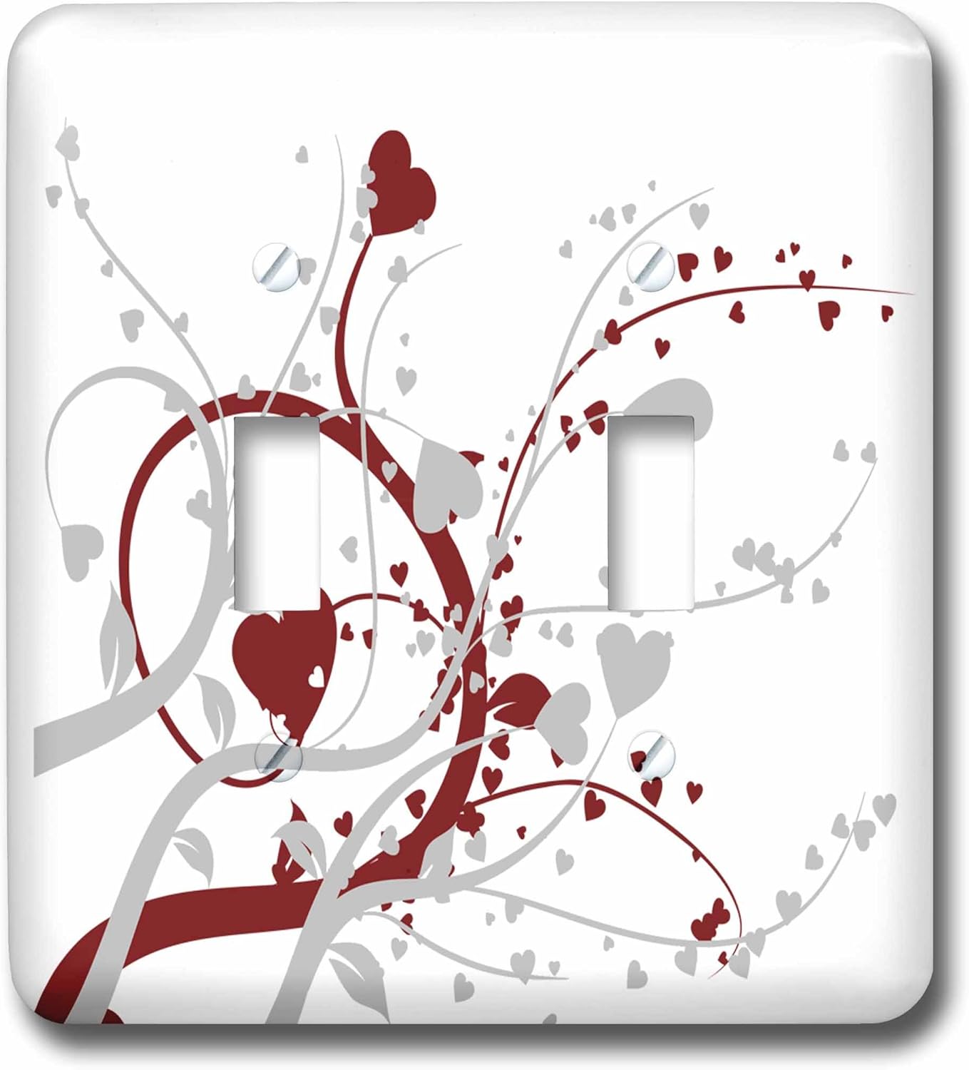3dRose Red and Gray Hearts Flourish double toggle switch