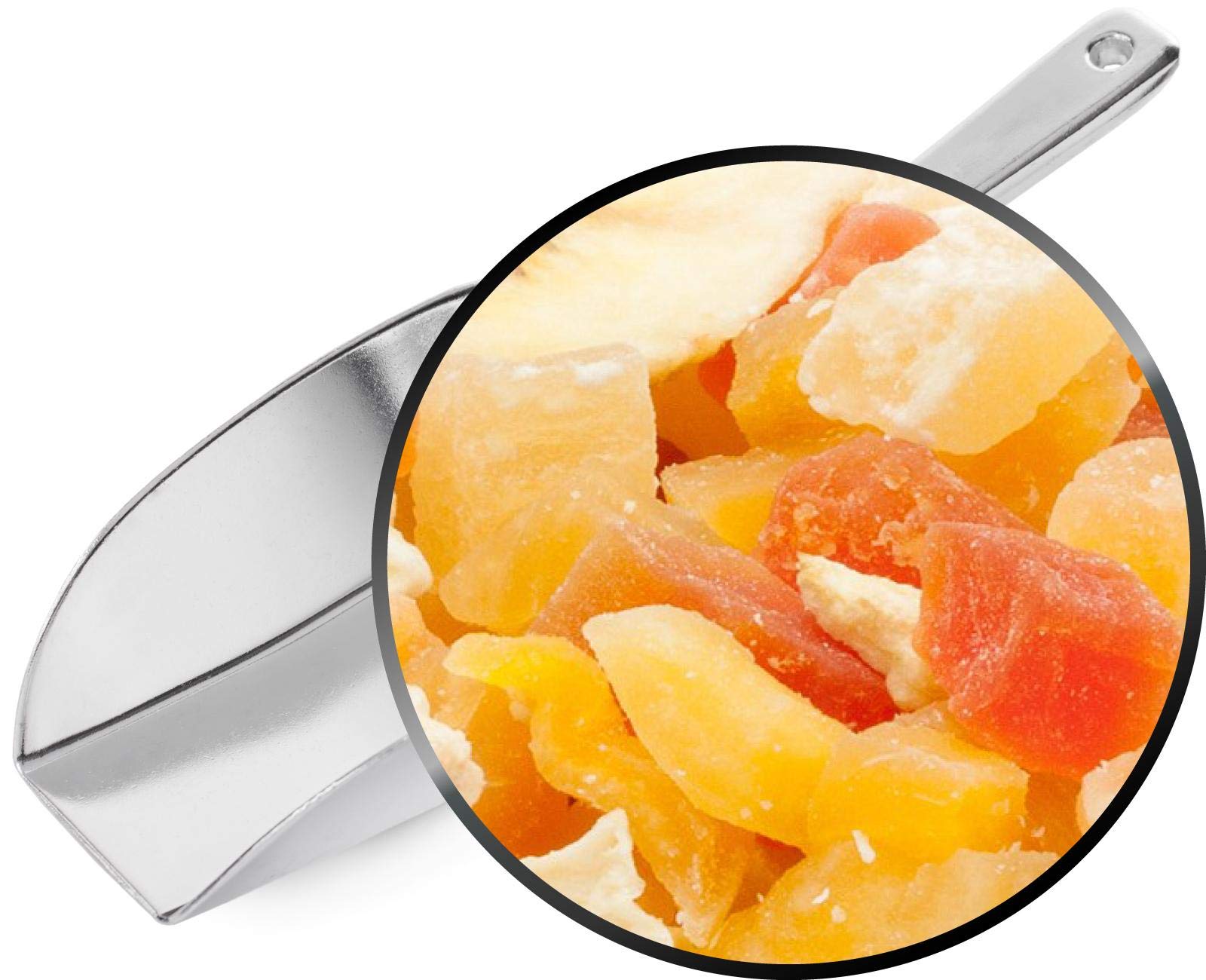1 x 3kg Exotische Fruchtmischung kandierte Fruchtstücke Papaya Mango Melone Ananas Kokos Apfel Banane fettarm salzfrei vegetarisch glutenfrei laktosefrei