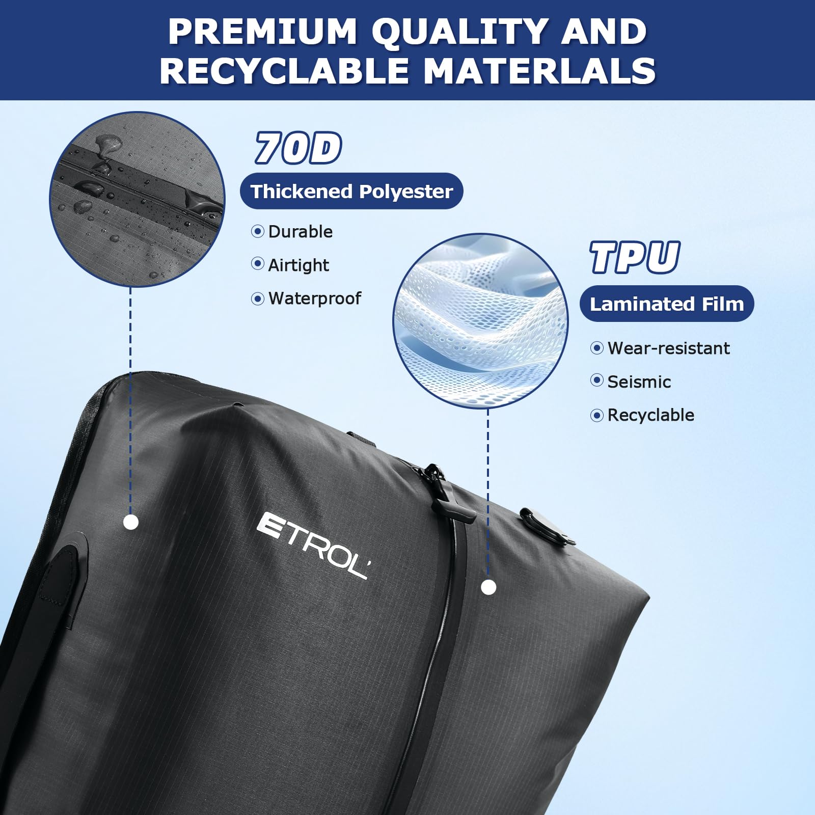 TPU-Vakuumbeutel für Reisen, wiederverwendbarer Kompressionsbeutel aus 70D-Nylon mit wasserdichtem IP67-Reißverschluss, Kompressions-Packwürfel für Kleidung(Grau, 2 Stück + Pumpe)