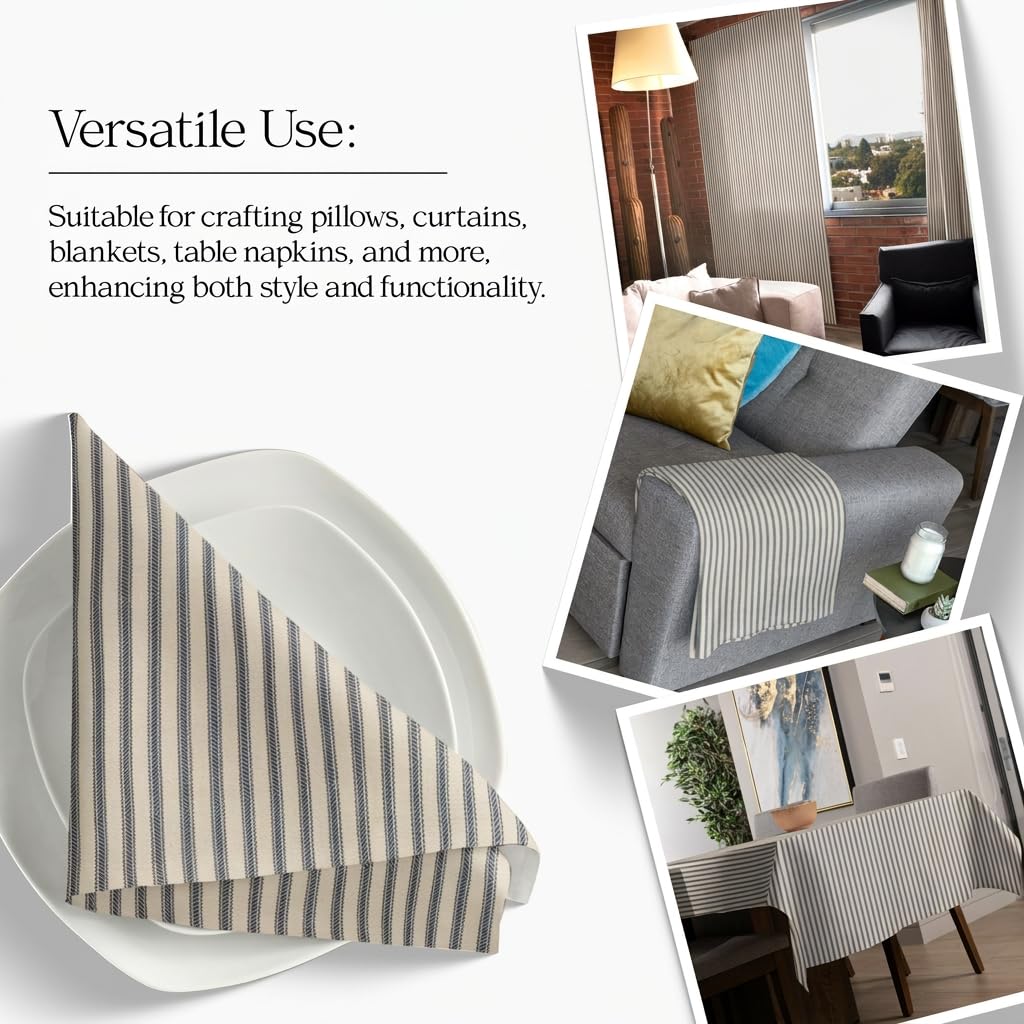 Amazon.com: Blue Striped Ticking Fabric by the Yard - 54