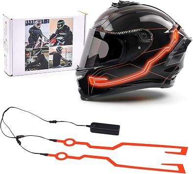 Motorcycle Helmet Light, 3 Modes Driving Brake EL Light Strips for Motorcycle Helmet DIY Waterproof Night Riding Signal Red