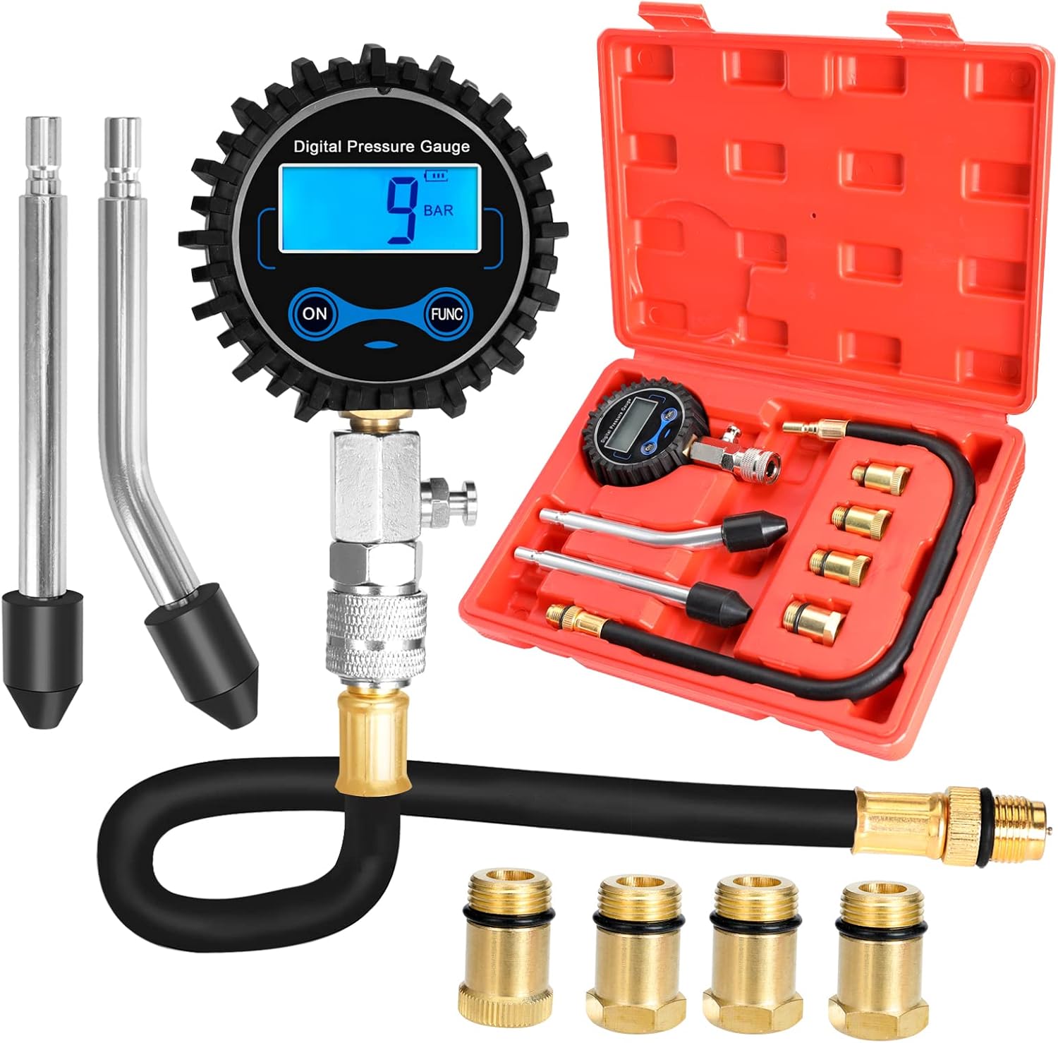 BETOOLL 8pcs Compression Tester Automotive Digital