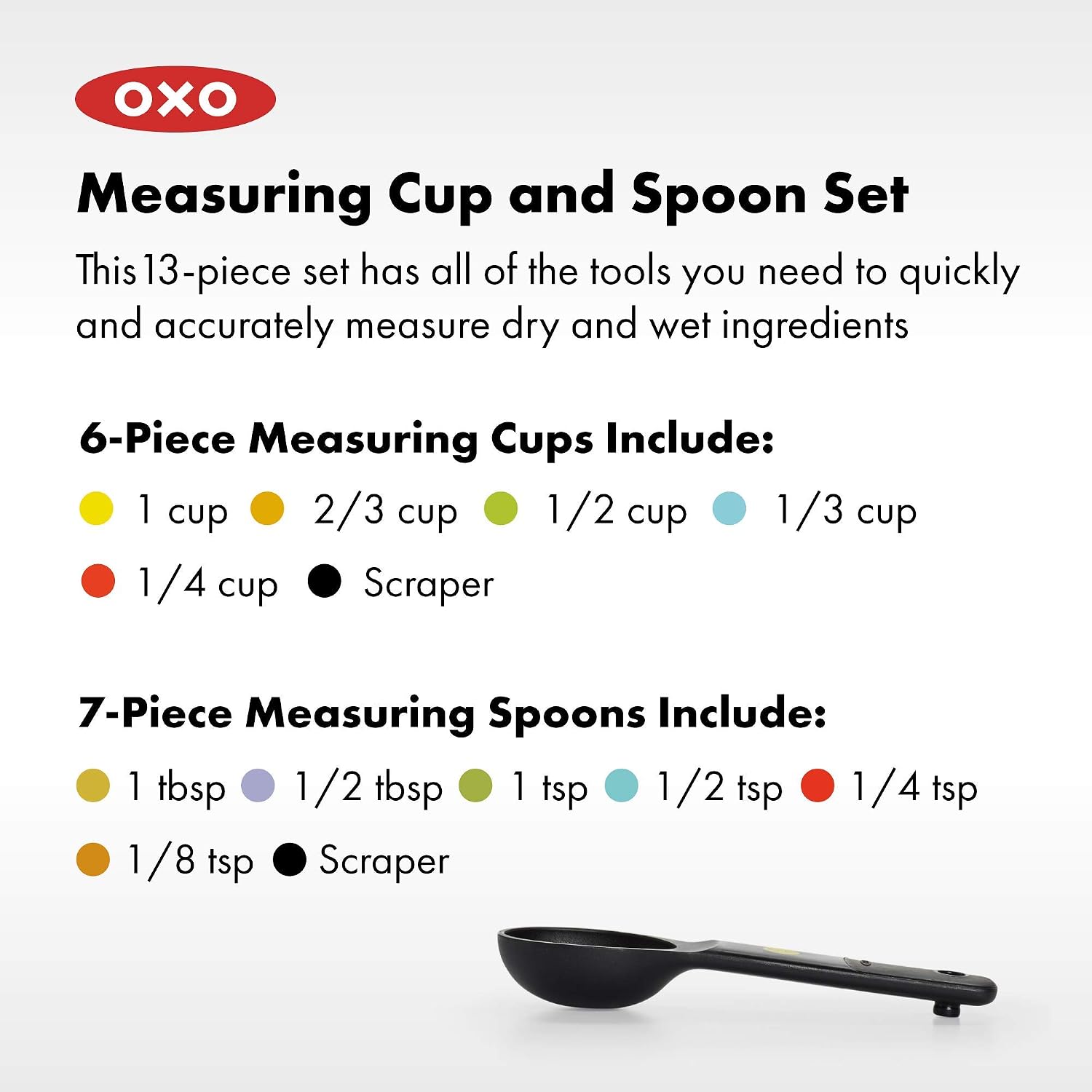 OXO Good Grips Plastic Measuring Cups and Spoons Set, 13 Pieces