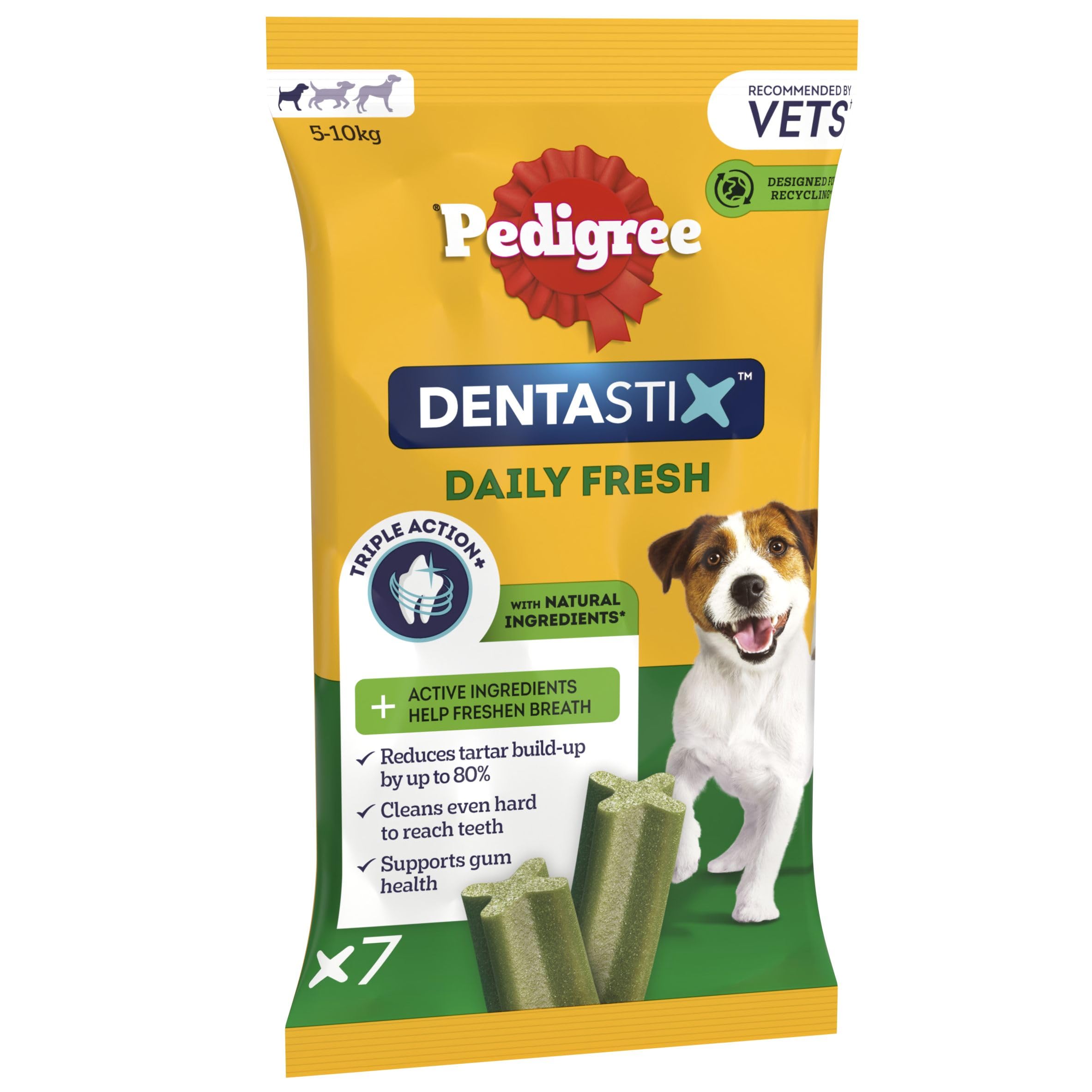 Pedigree Dentastix Fresh Premios para Perros Pequeños de Higiene Oral contra el Mal Aliento - Paquete de 10 x 110 gr - Total: 1100 gr