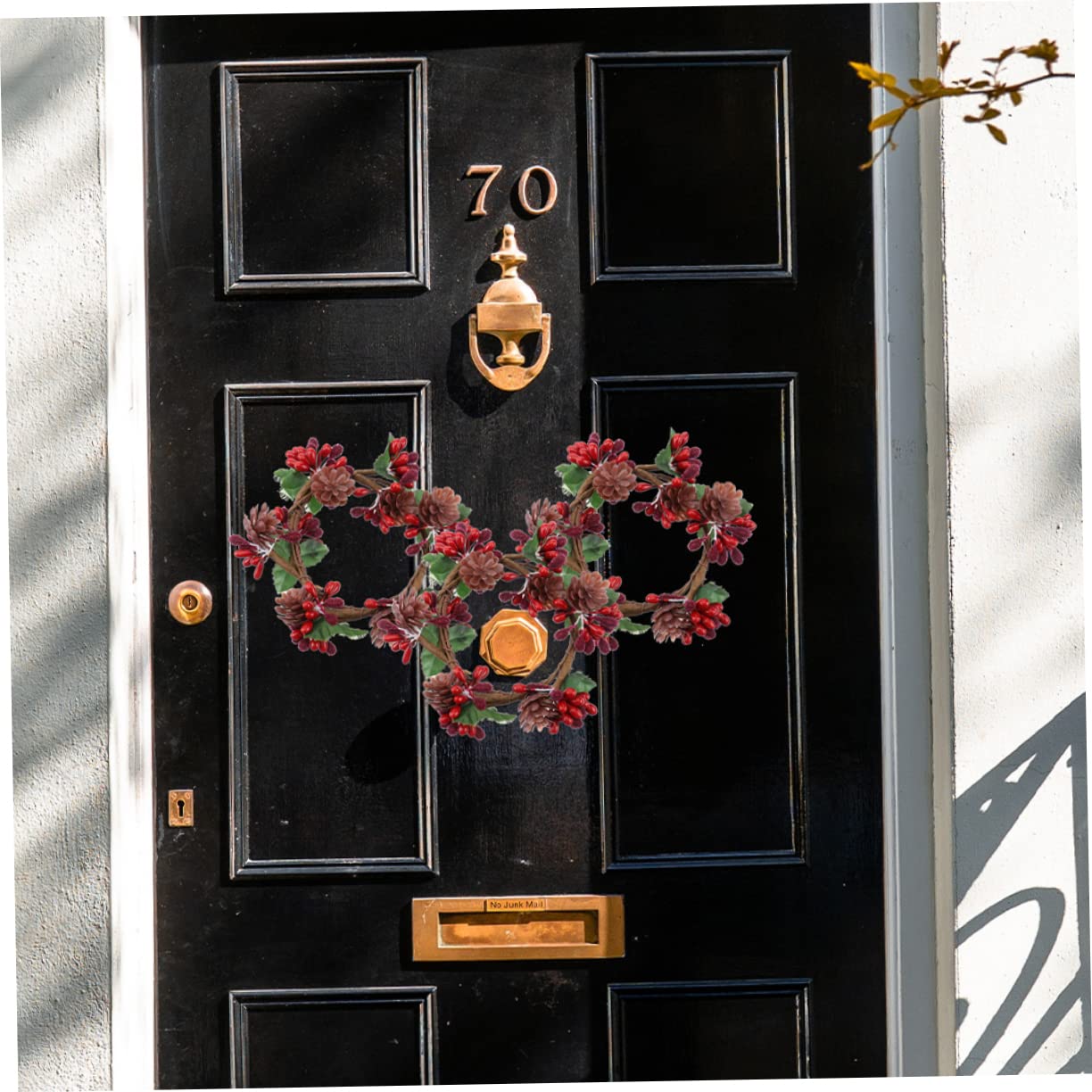 Cabilock 5 Sätze Kranz Weihnachten Rahmen Ornamente Weihnachten Beeren Tannenzapfen Künstliche Girlande Dekorationen Frohe Banner Berry Kerze Ringe 2 Stück * 5