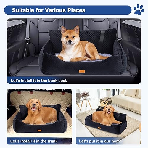 Miniatura 5 de Asiento de coche para perros grandes y medianos de menos de 60 libras, asiento elevador para perros grandes y medianos con almohadillas lavables