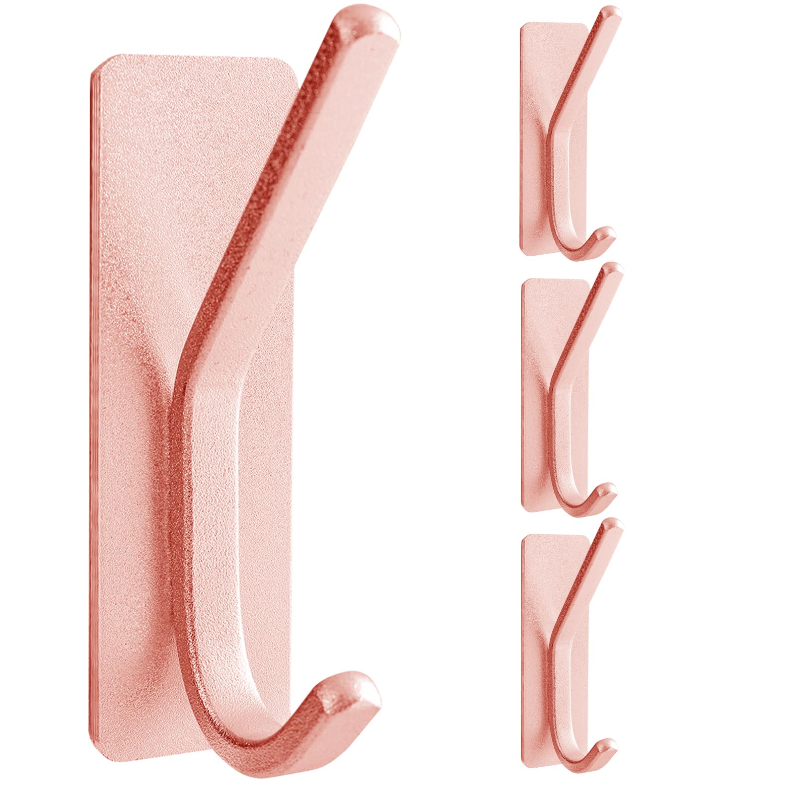 Paoli Heavy Duty Adhesive Hooks,Self-Adhesive Hooks Multiple Colors and Styles 30 lb Maximum Load for Home Schools and Offices（Rose Gold，Set of 4）
