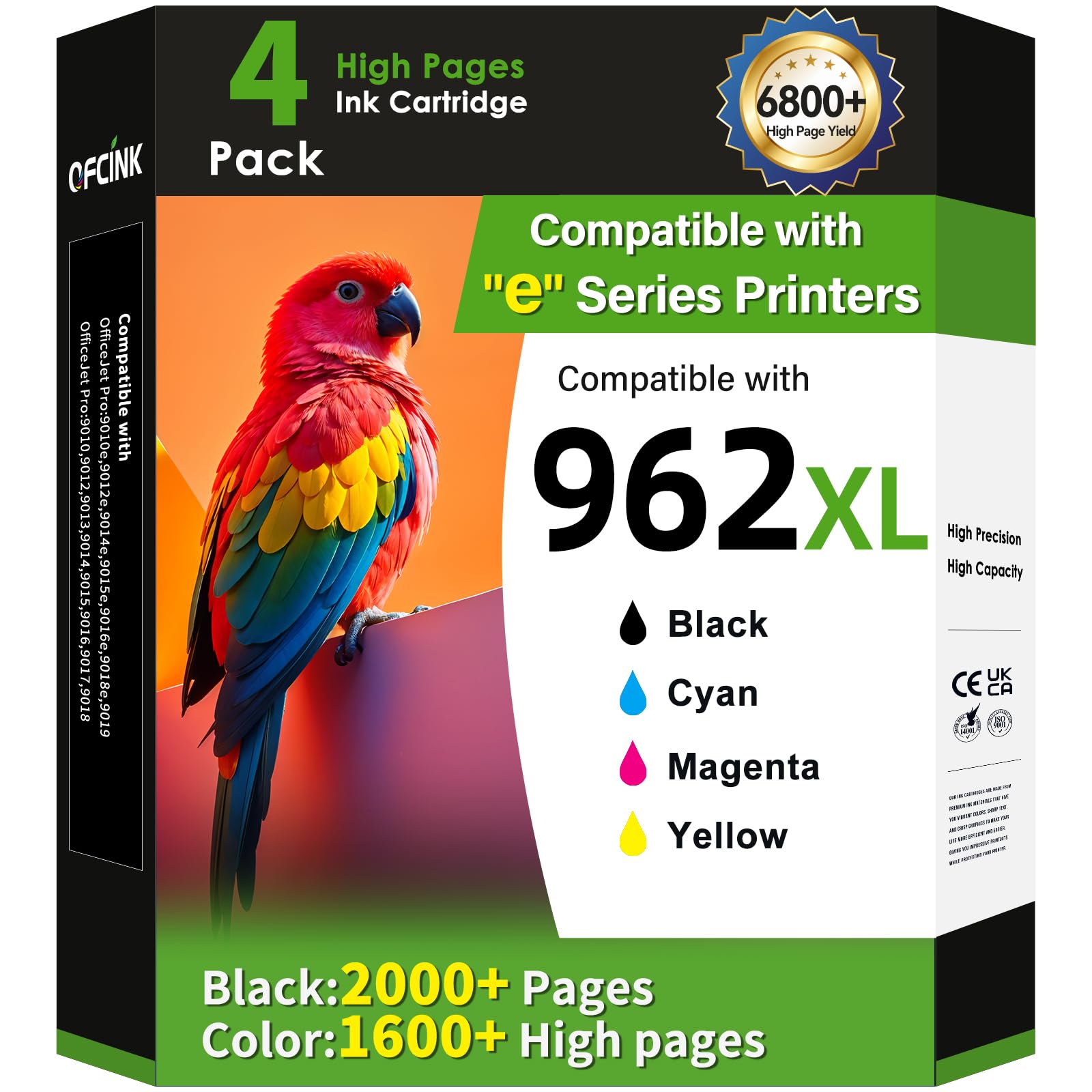Photo 1 of OFCINK 962XL Ink Cartridges Combo Pack Replacement for HP 962 HP 962XL Ink Cartridges Work for HP Officejet Pro 9015e 9010 9025e 9010e 9012 9015 9018 9020 Printers (4 Pack)