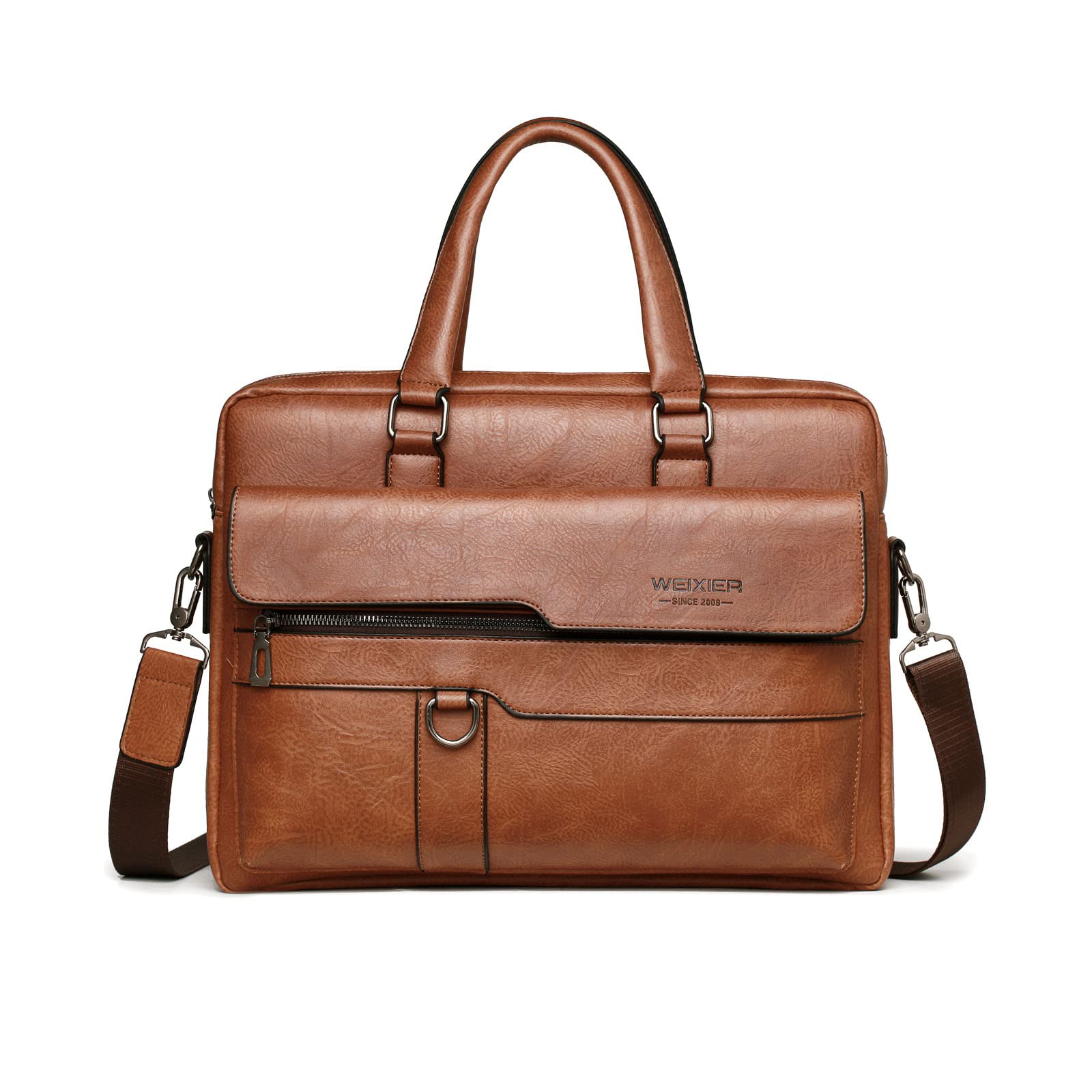 FANDARE Men Briefcase Messenger Bag PU Leather Tote Handbag fit 12.9 inch Laptop Shoulder Pack for Work Professional Satchel Business Office Travel Crossbody Bags Light Brown