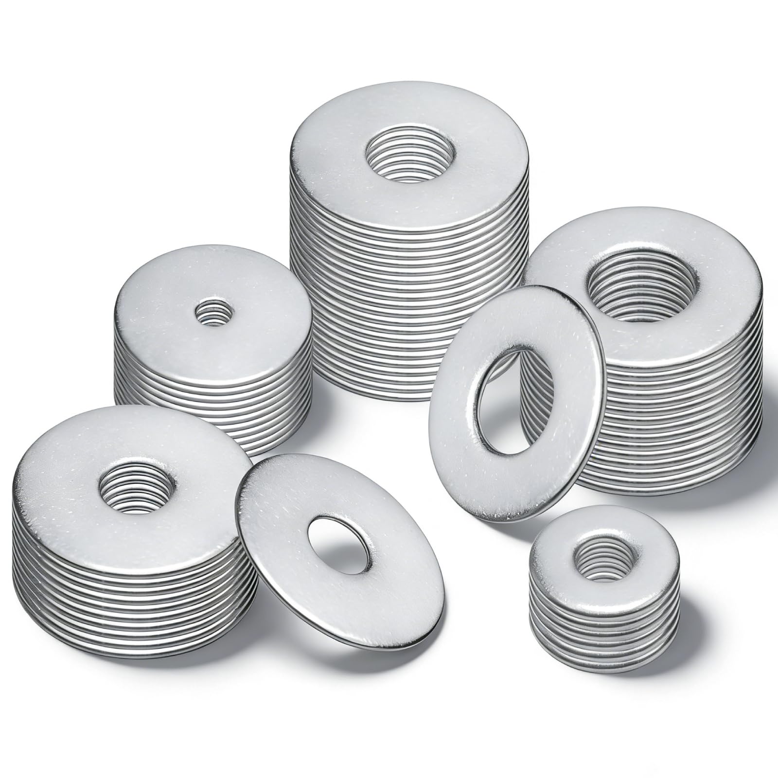 80 Pcs M10 Washers for Screws & Bolts, M10x25x1.5mm Metal Flat Penny Washers, 304 Stainless Steel Washerset, Large OD Plain Wide Round Repair Metal Spacers Washer Set (80, M10*25 * 1.5)