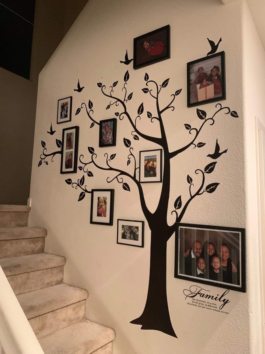 zhiyu&art decor Large Family Tree Wall Decal, DIY Black Photo Frame Wall Decor Sticker Mural Decal Art Décor for Living Room Home Decor(Black Tree)