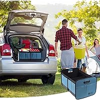 Vista 9 de Paquete de 2 organizadores azules para maletero + organizador negro para maletero de automóvil, contenedores de almacenamiento plegables de carga