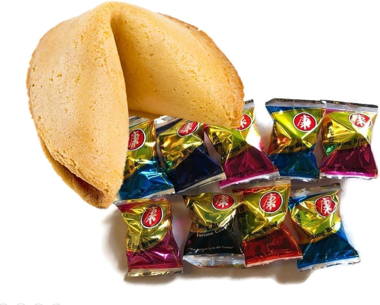 50x Chinese Fortune Cookies, Assorted Colour, Individually Wrapped, English Message