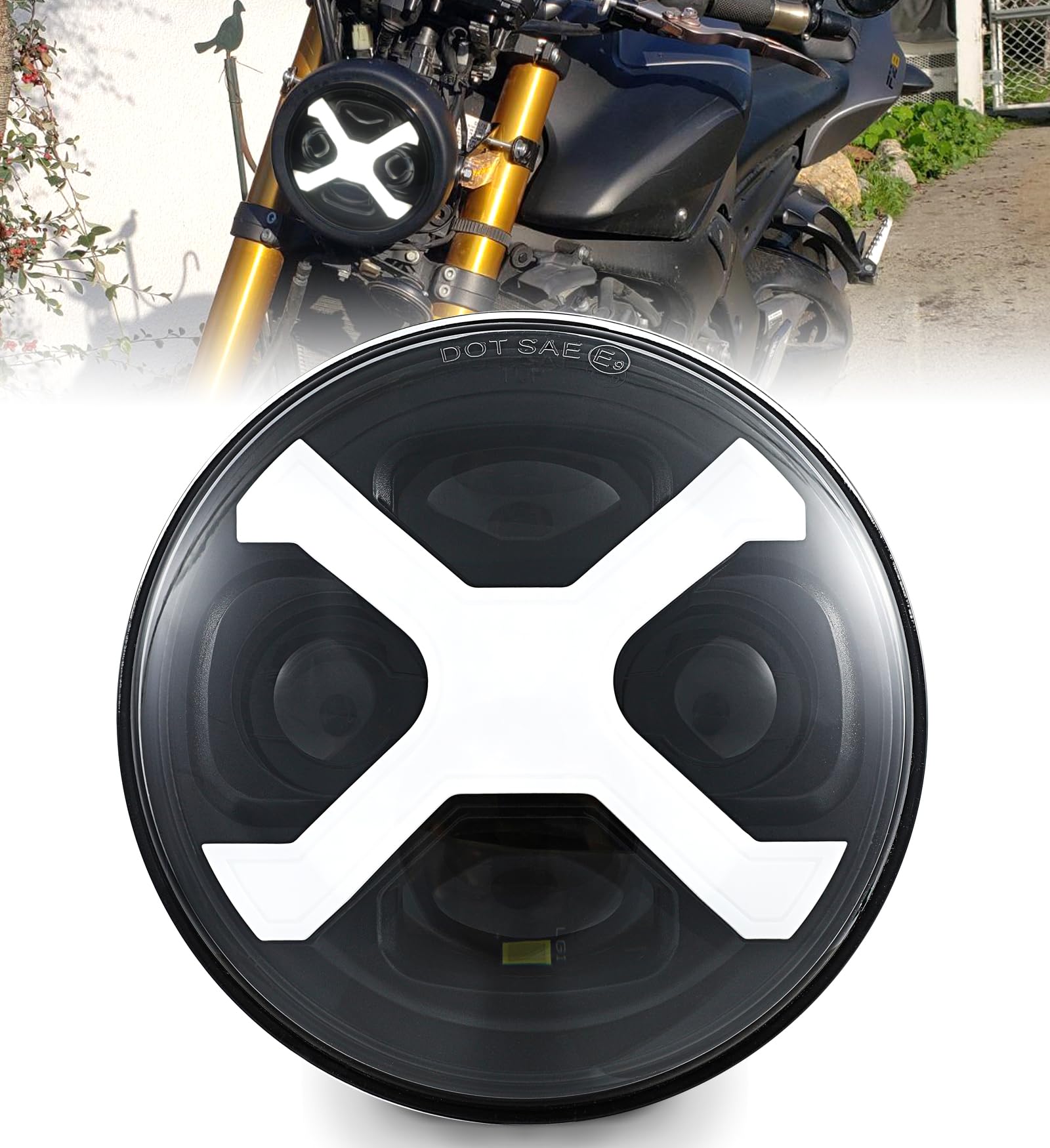 Amazon | HENGTUAOTO 5.75インチ LED X スタイル オートバイ ヘッド